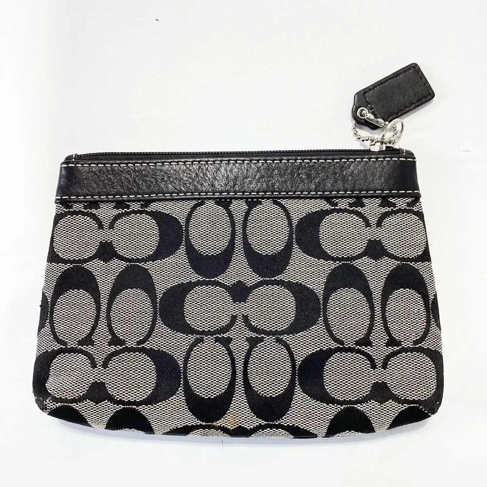 Coach Wristlet Lot of 2 Black C Logo Canvas Leather Small